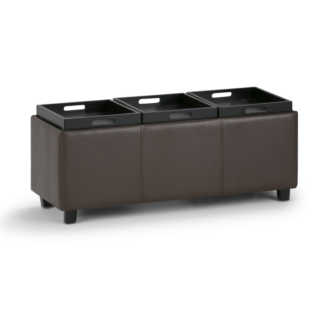 Avalon 42 Inch Wide Storage Ottoman in Chocolate