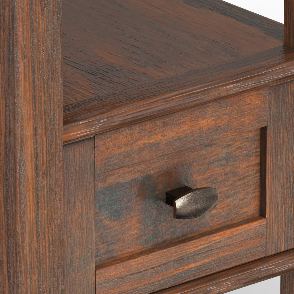 Warm Shaker Solid Wood 14 Inch Wide Transitional Narrow Side Table