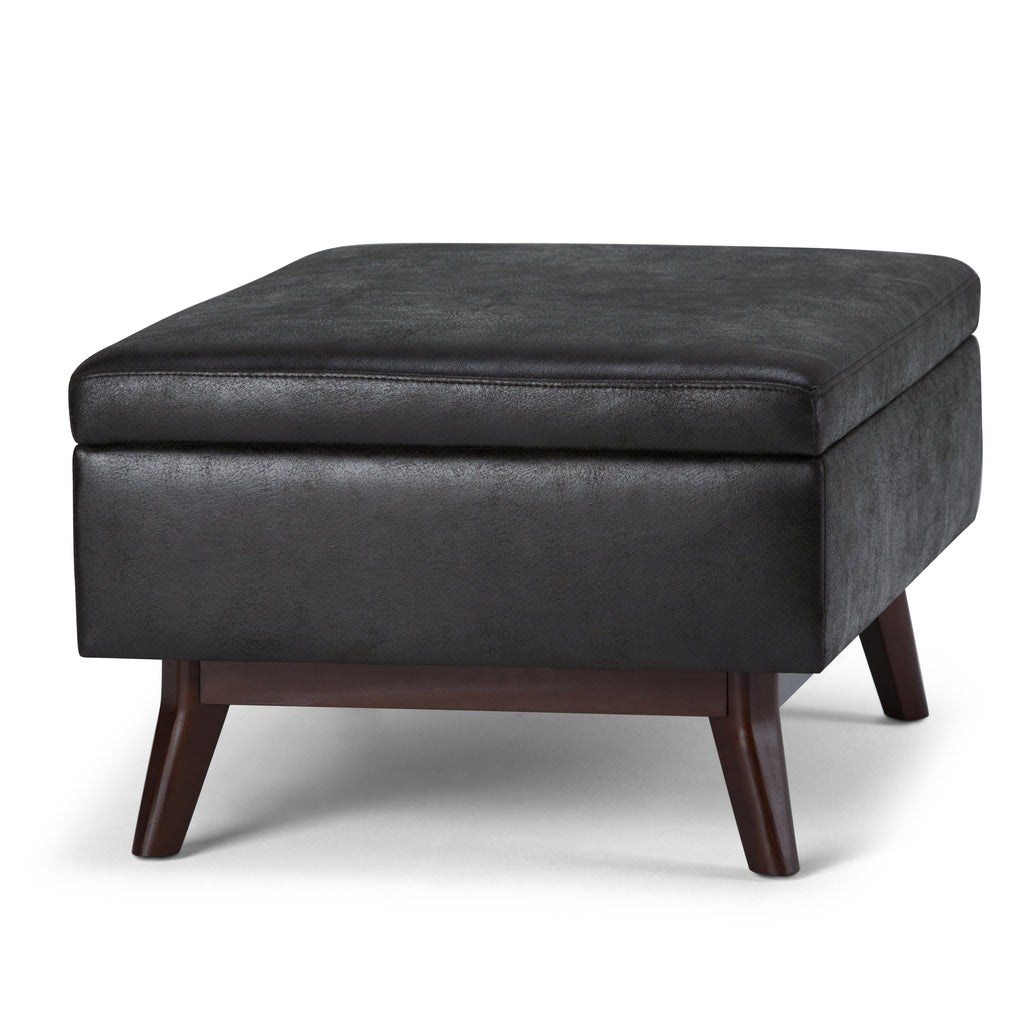 Owen 34 Inch Wide Coffee Table Storage Ottoman in Distressed
