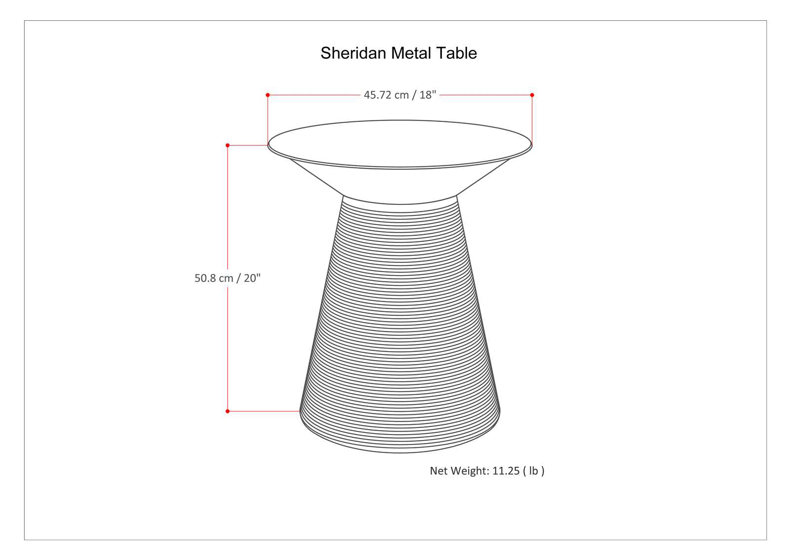 Sheridan 18 Inch Wide Metal Accent Table in Aged