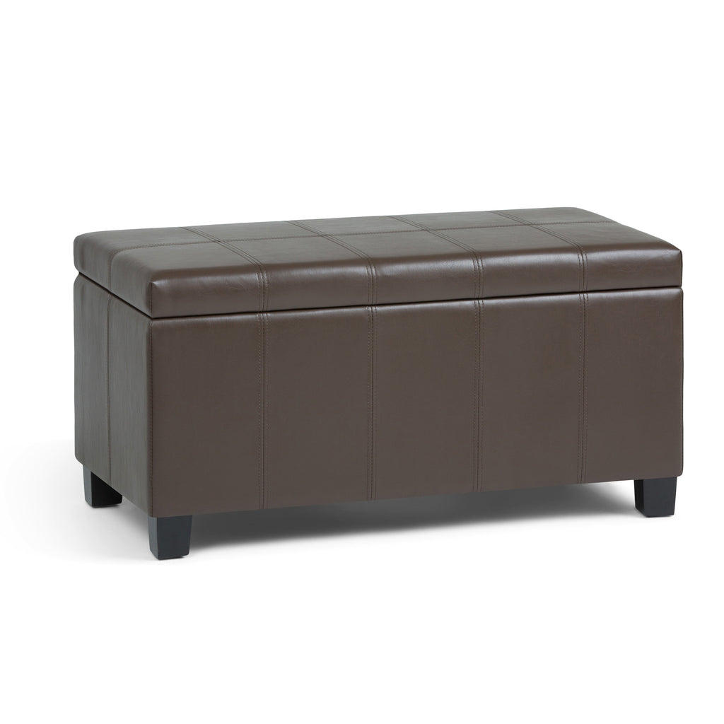 Dover 36 Inch Wide Storage Ottoman Bench in Chocolate