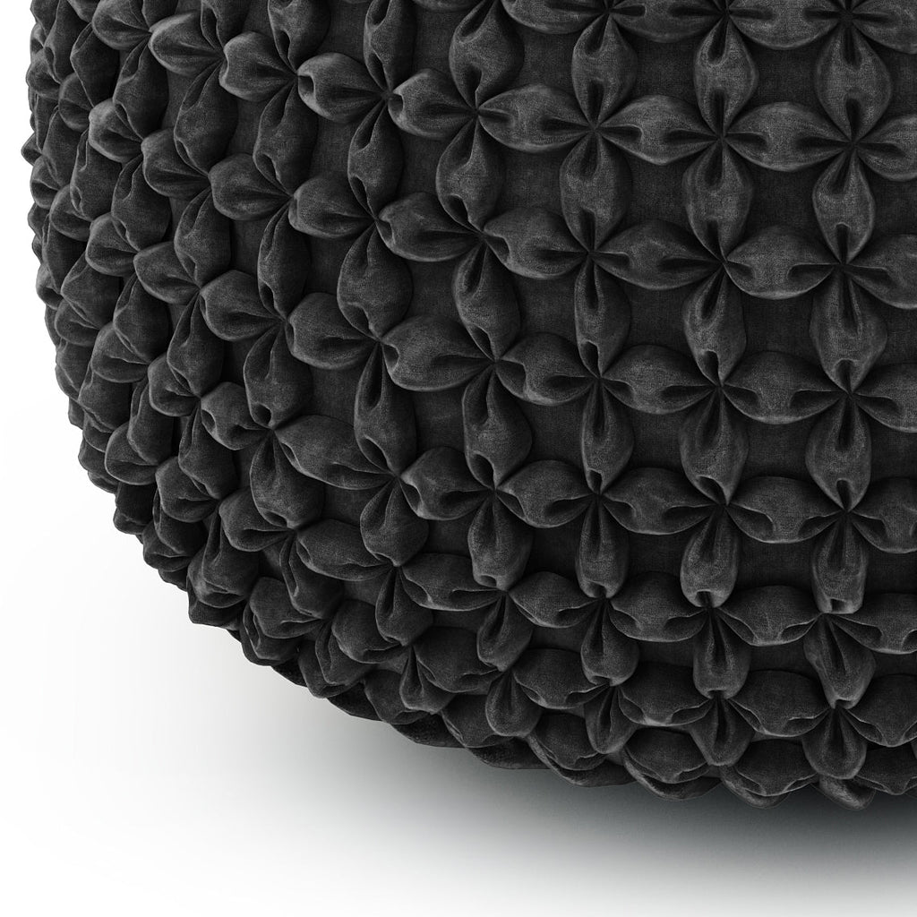 Renee 20 Inch Wide Round Pouf in Dark