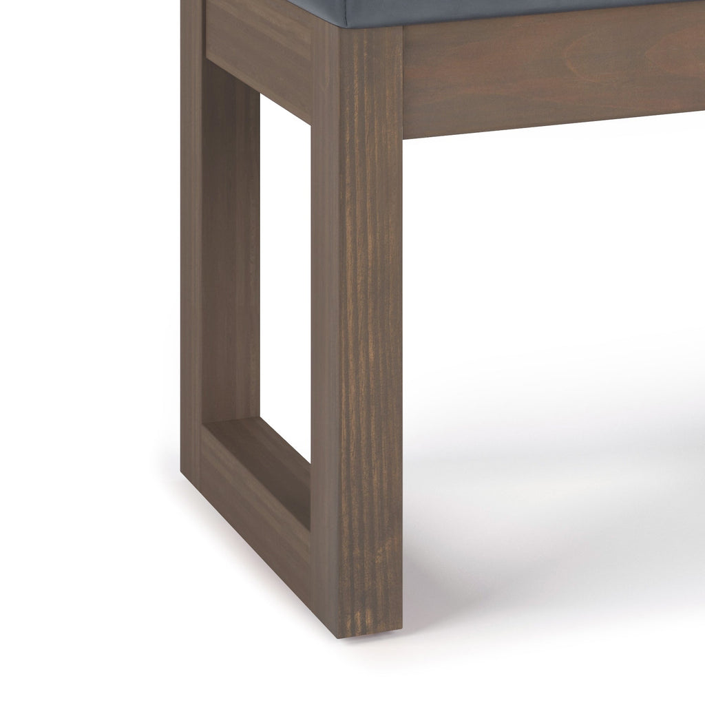 Milltown 27 Inch Wide Solid Wood Footstool Small Ottoman Bench in Stone