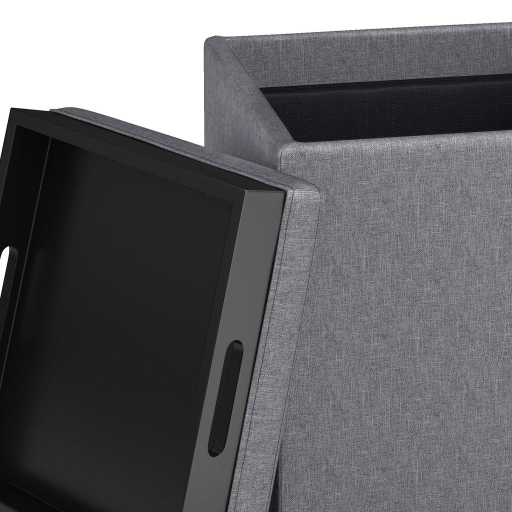 Rockwood 17 Inch Wide Cube Storage Ottoman with Tray