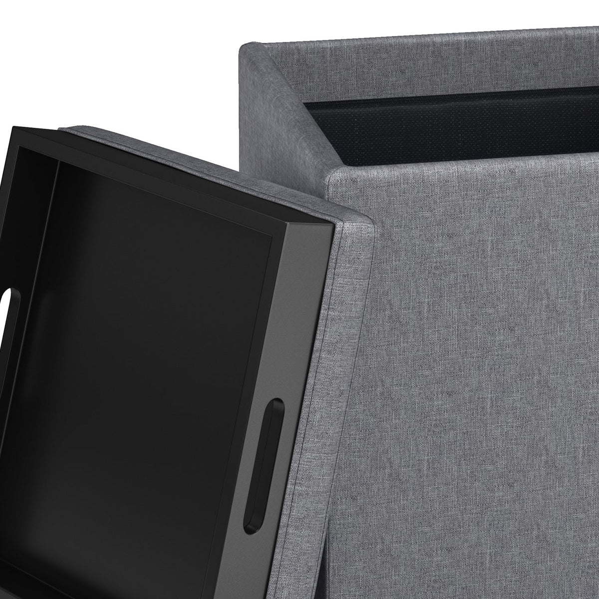 Rockwood 17 Inch Wide Cube Storage Ottoman with Tray