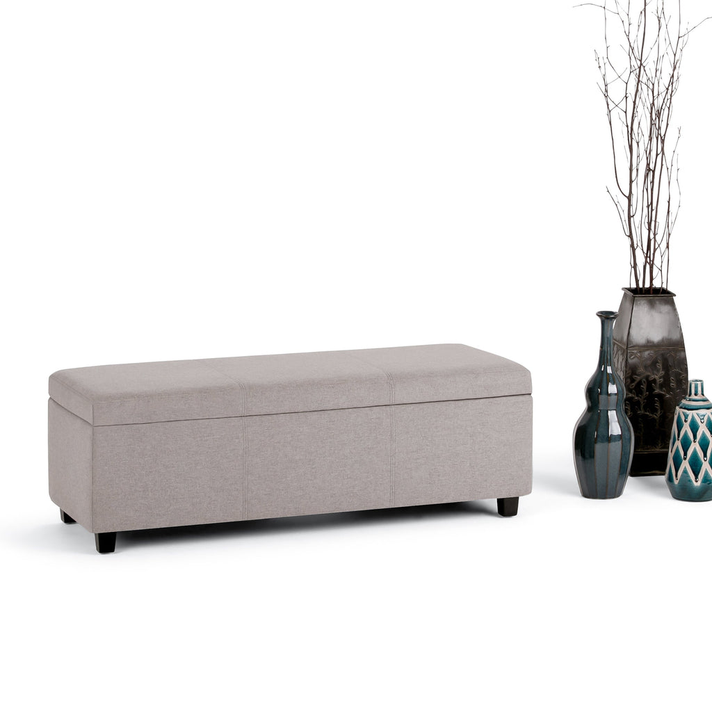 Avalon 48 Inch Wide Storage Ottoman Bench in Cloud