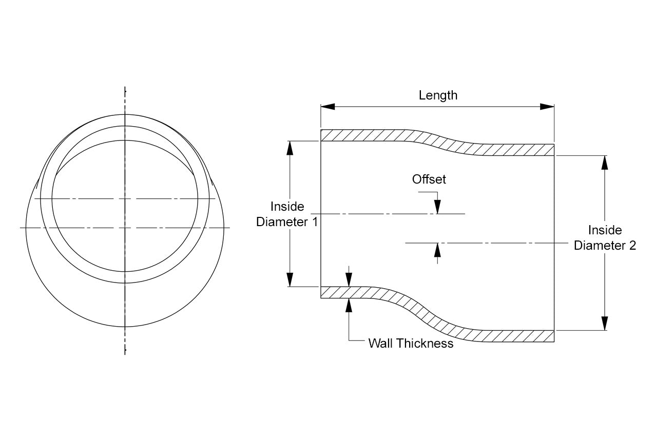 HPS Performance Products HPS 2-1/4" - 2-3/4" Silicone Offset Reducer Coupler Hose, High Temperature 4-ply Reinforced