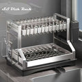 2-Tier Stainless Steel Rust-Resistant Dish Drying Rack with Drainboard