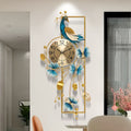 34.6-Inch Elegant Peacock Butterfly Metal Wall Clock Home Decor