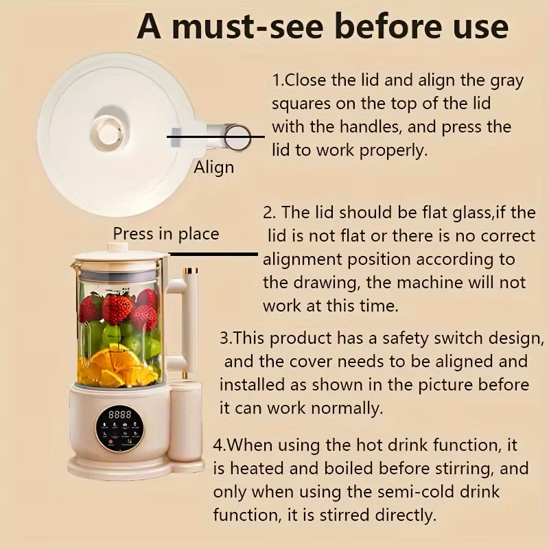 Multifunctional Automatic Heating Blender And Juicer With Self-Cleaning