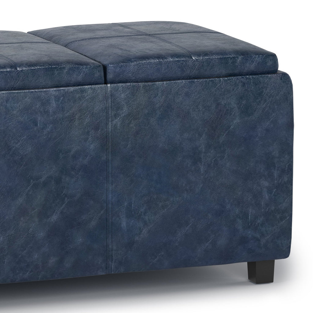 Avalon 42 Inch Wide Storage Ottoman in Denim