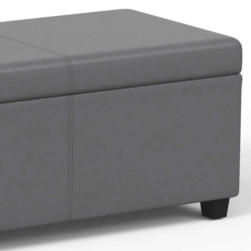 Avalon 54 Inch Wide Extra Large Storage Ottoman Bench in Stone