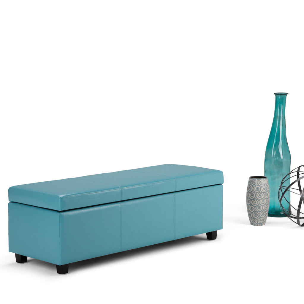 Avalon 48-Inch Wide Storage Ottoman Bench in Soft Blue