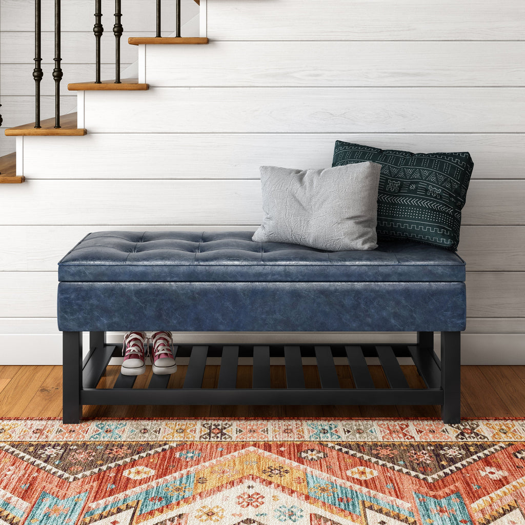 Cosmopolitan - Storage Ottoman Bench with Open Bottom - Denim