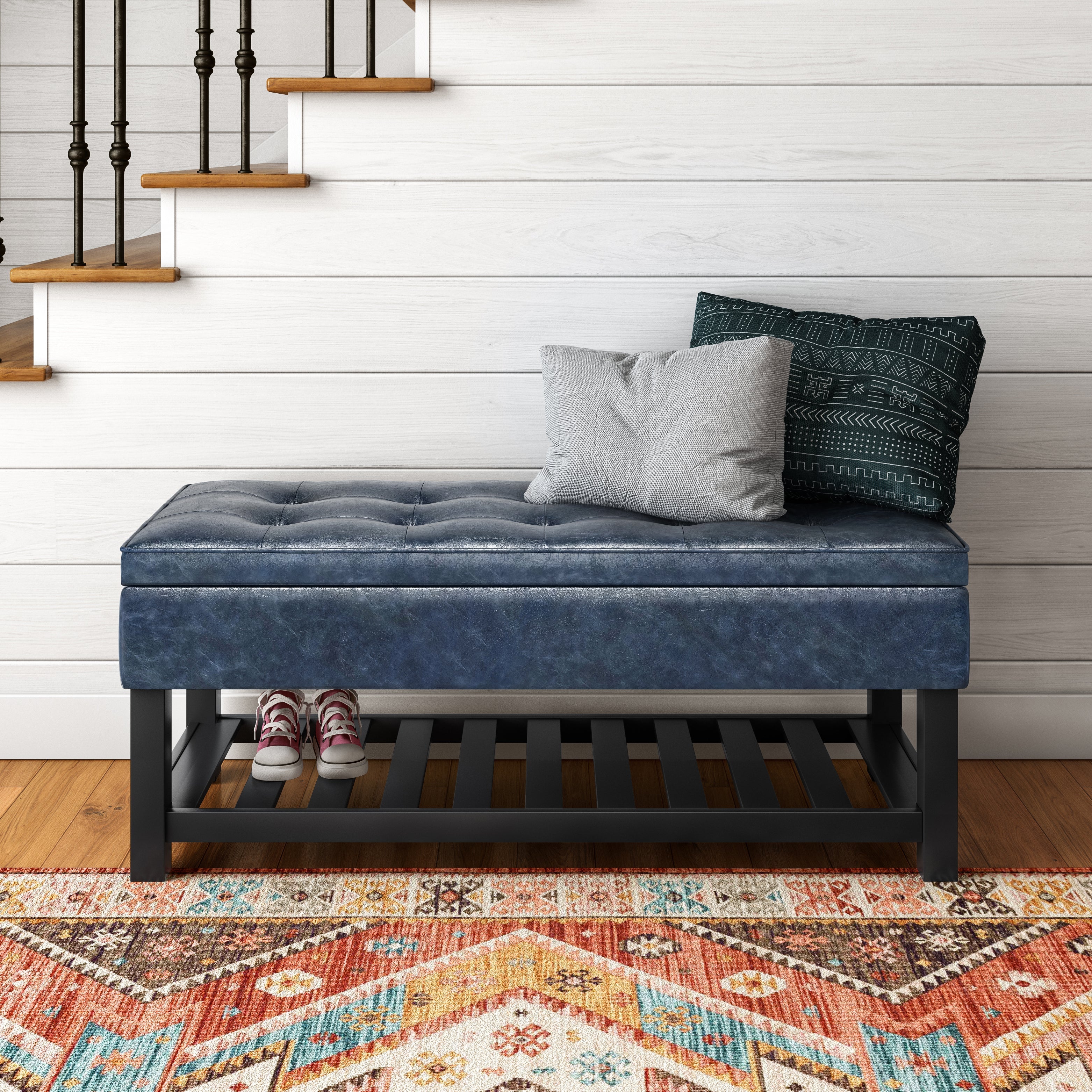 Cosmopolitan - Storage Ottoman Bench with Open Bottom - Denim