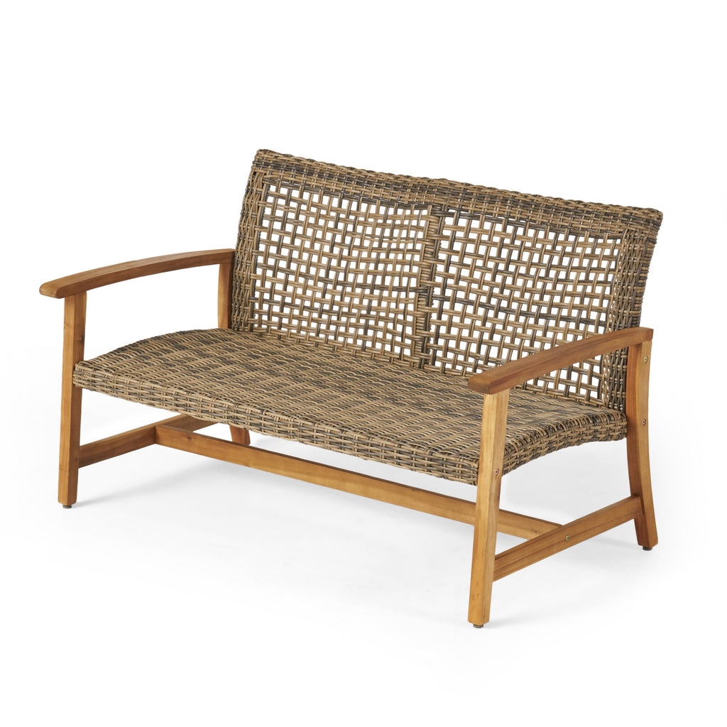 Hampton Wood + Wicker Loveseat