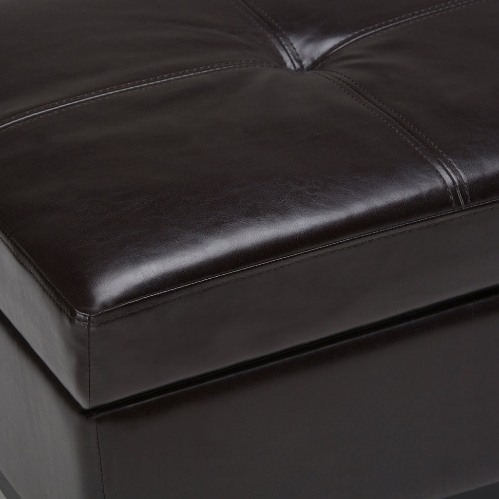 Oregon 42 Inch Wide Storage Ottoman Bench with Tray in Tanners