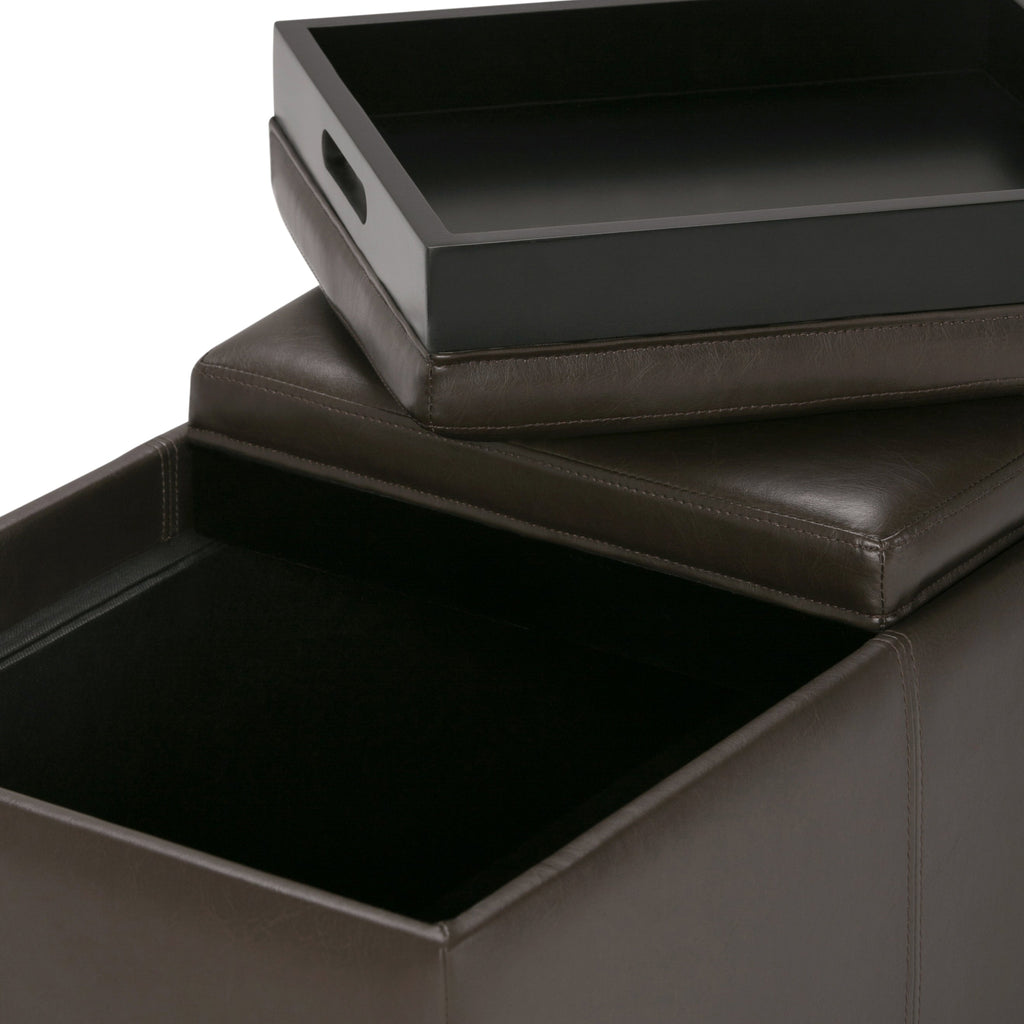 Avalon 42 Inch Wide Storage Ottoman in Chocolate
