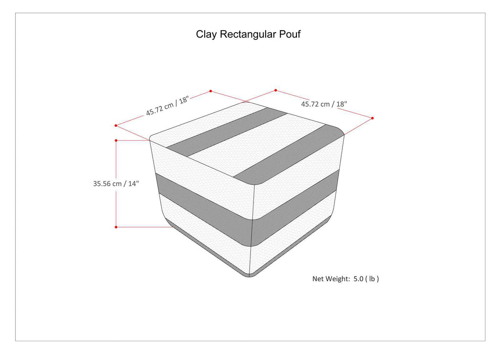 Clay 18 Inch Wide Square Pouf