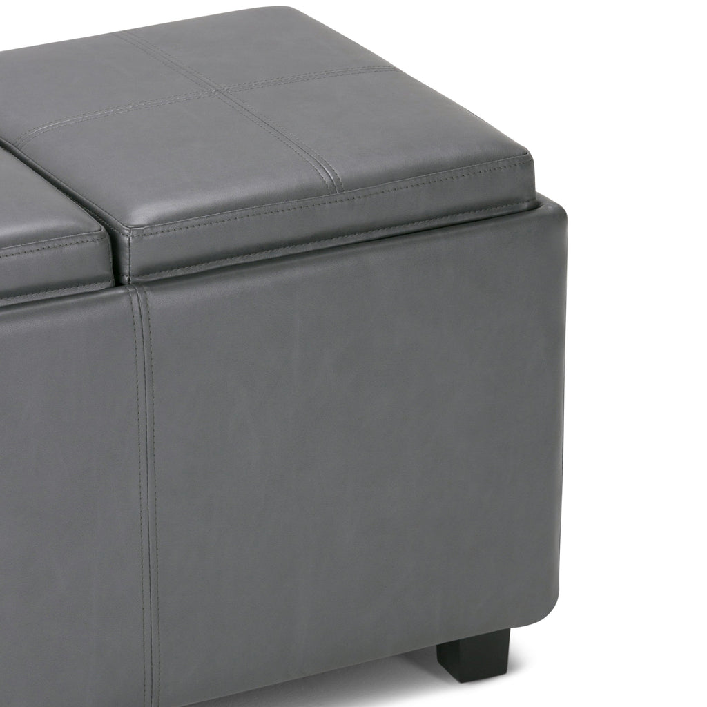 Avalon 42 Inch Wide Storage Ottoman in Stone