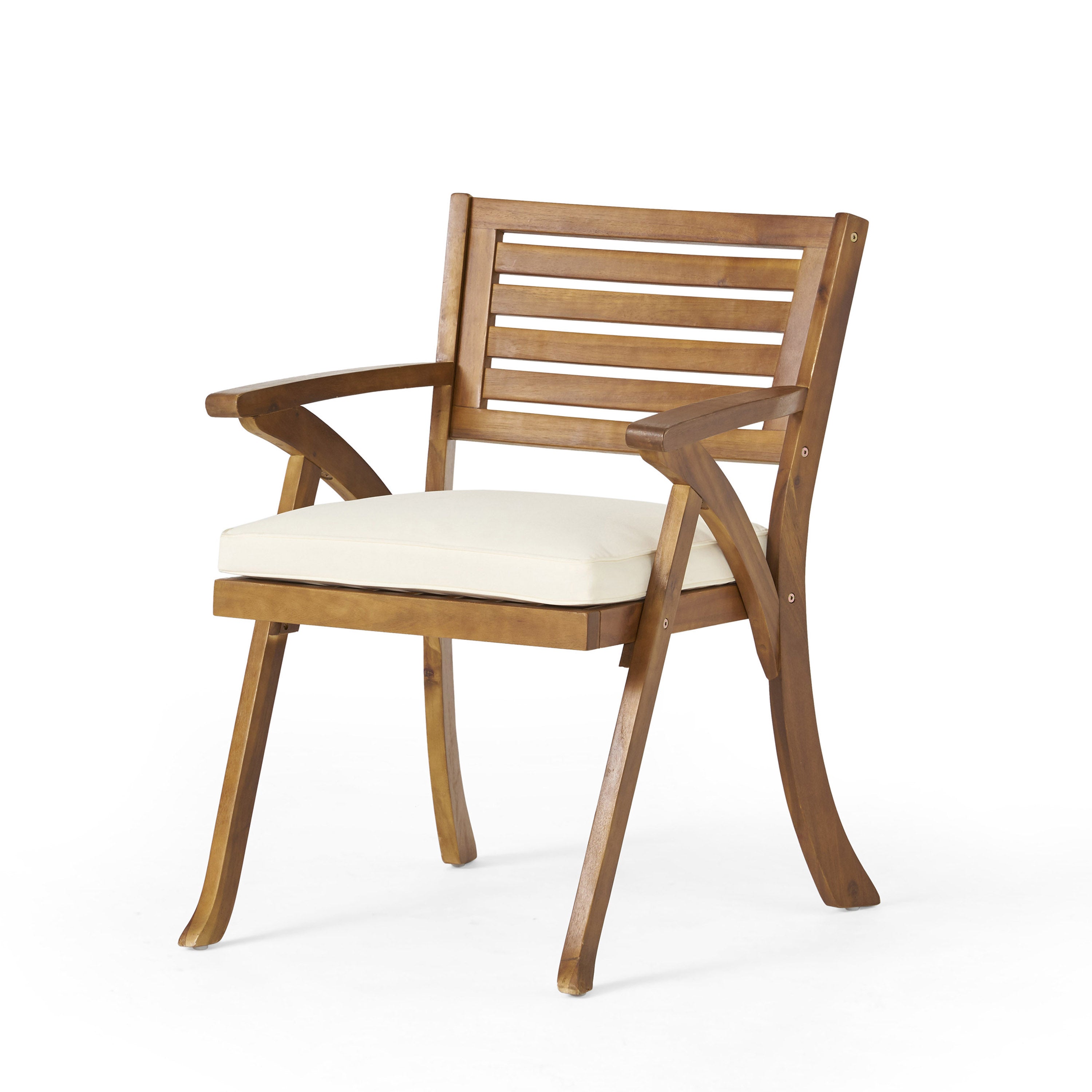 Outdoor Hermosa KD Wood Dining Chair With Cushions (Set of 2)