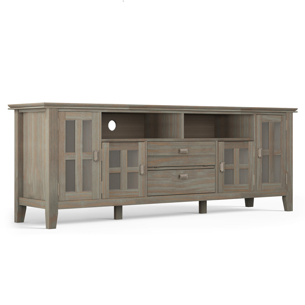 Artisan 72 Inch Wide Solid Wood TV Stand in Distressed