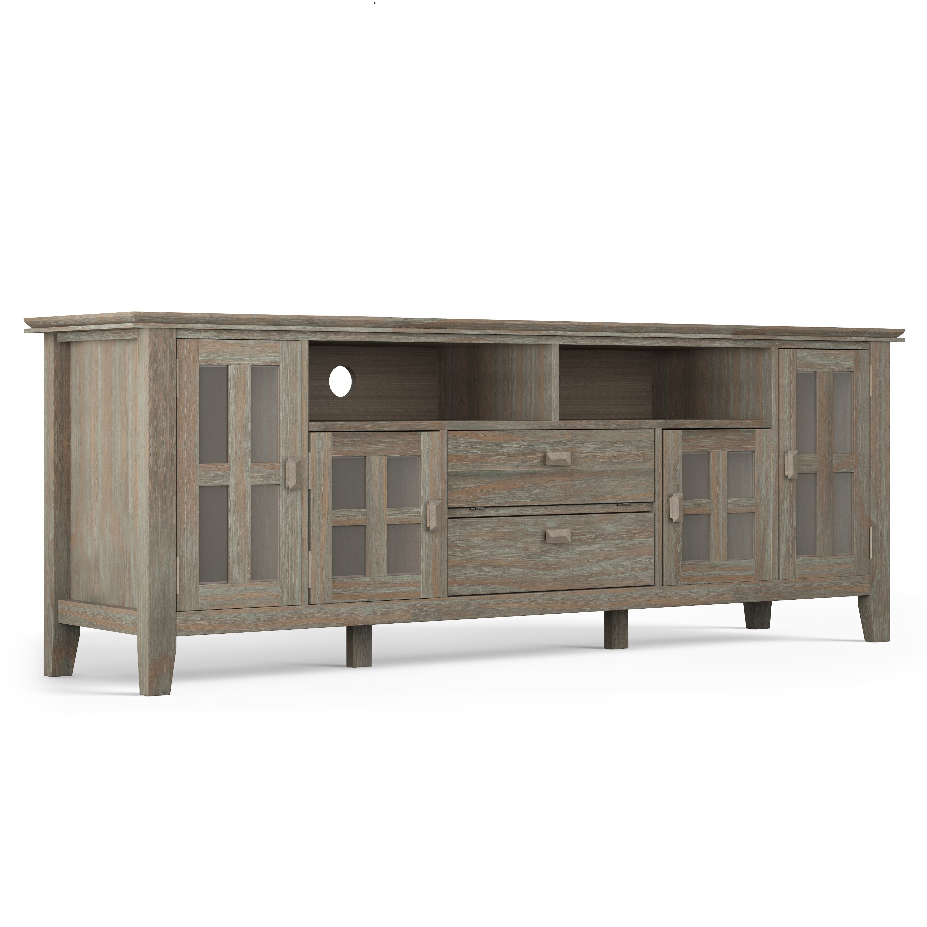 Artisan 72 Inch Wide Solid Wood TV Stand in Distressed