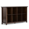 Acadian 57 Inch Wide Solid Wood 8 Cube Storage Sofa Table in Brunette