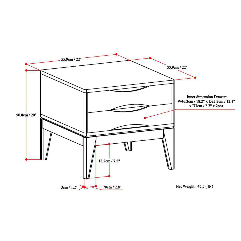 Harper 22 Inch Wide Solid Wood End Table