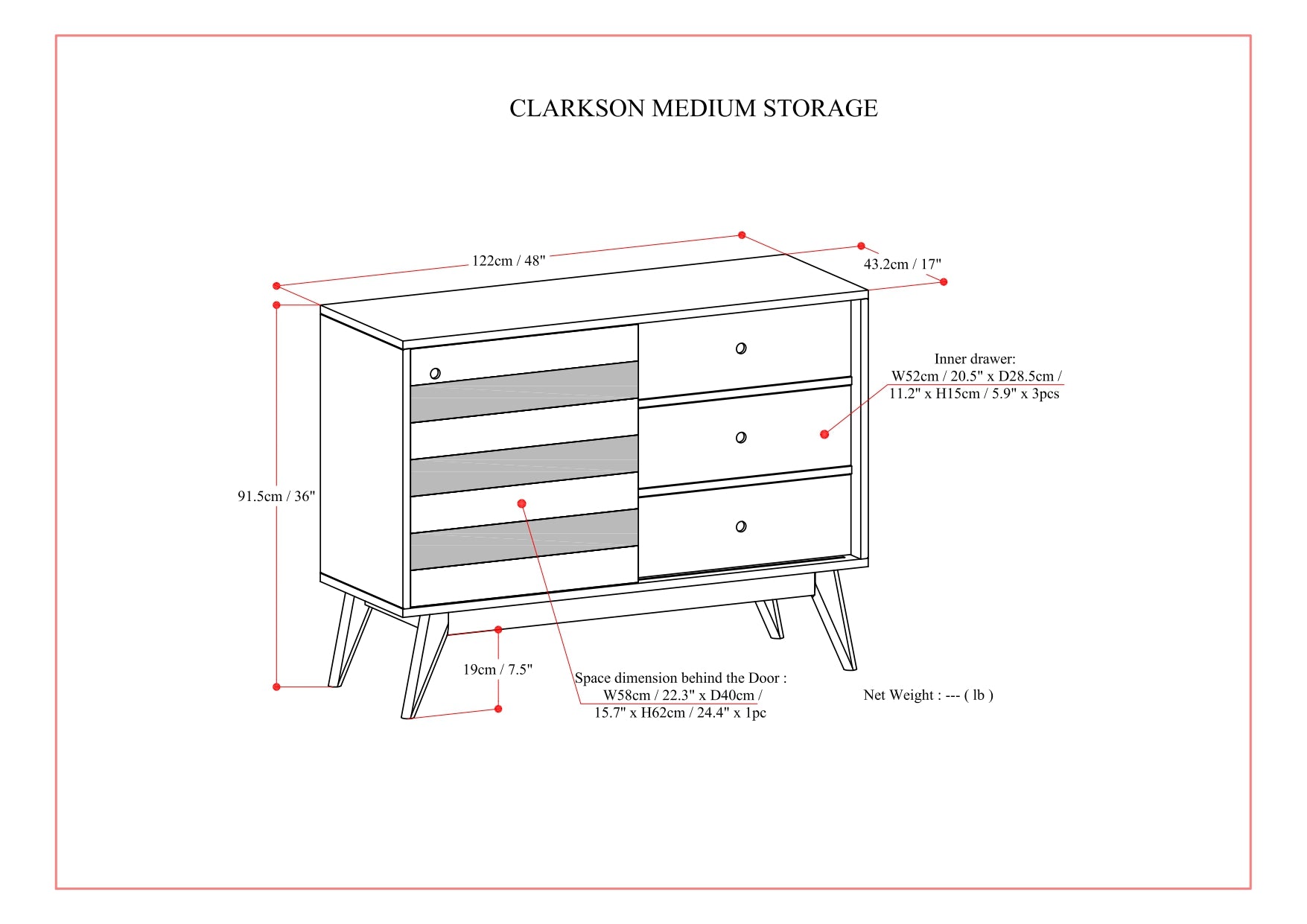 Clarkson 48 Inch Wide Solid Wood Medium Storage in Rustic