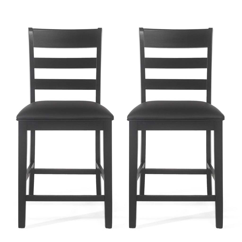 Farmhouse Upholstered Wood Counter Stools (Set of 2)