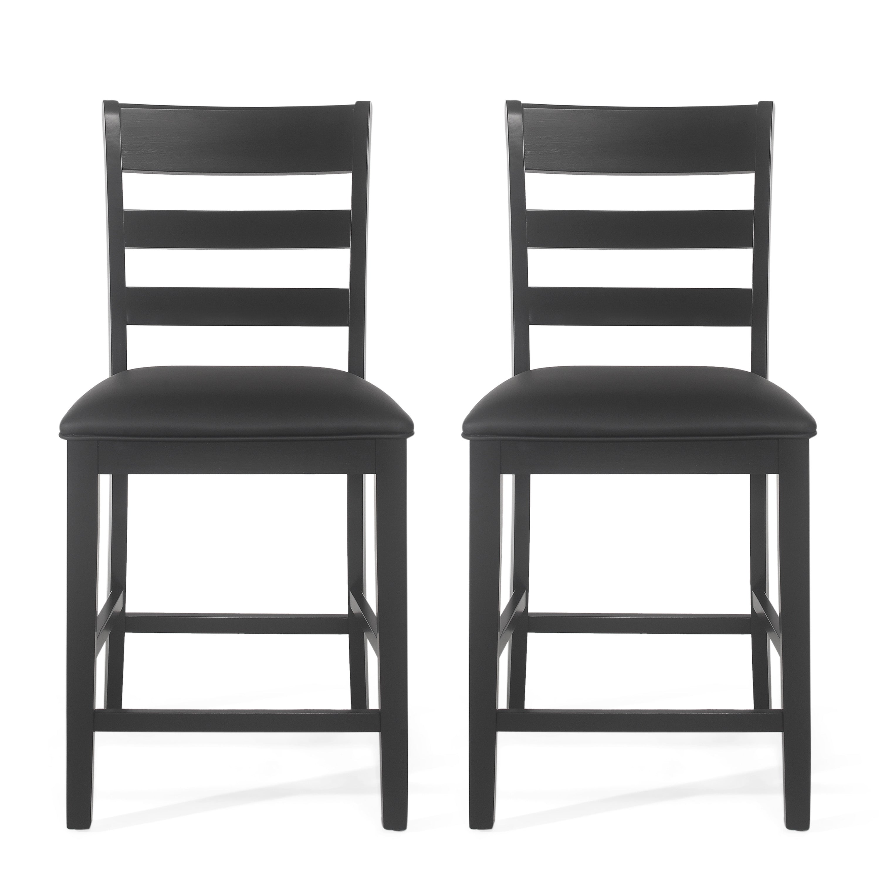 Farmhouse Upholstered Wood Counter Stools (Set of 2)