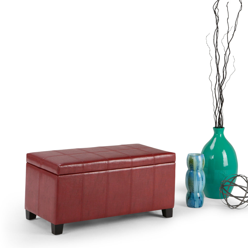 Dover 36 Inch Wide Storage Ottoman Bench in Radicchio