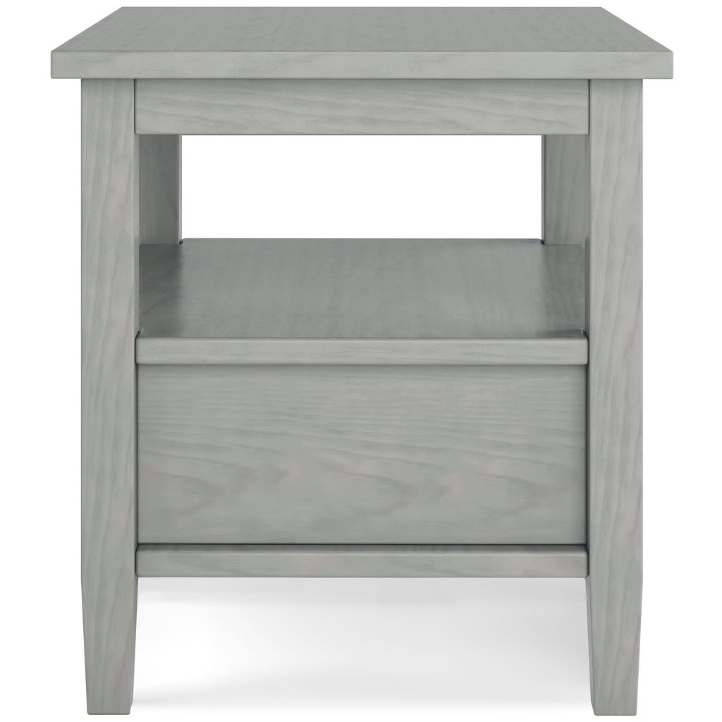 Warm Shaker Solid Wood 20-Inch Wide Transitional End Table in Fog