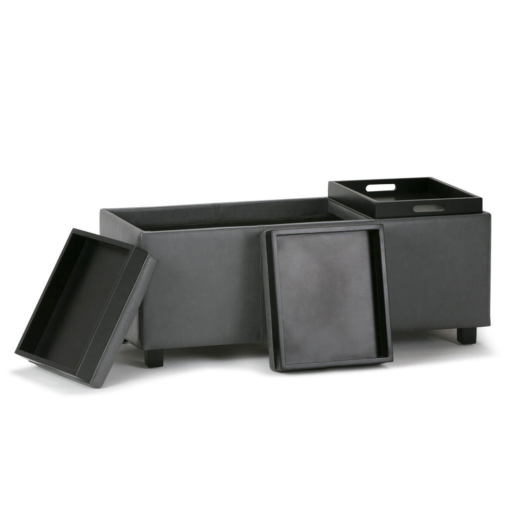 Avalon 42 Inch Wide Storage Ottoman in Stone