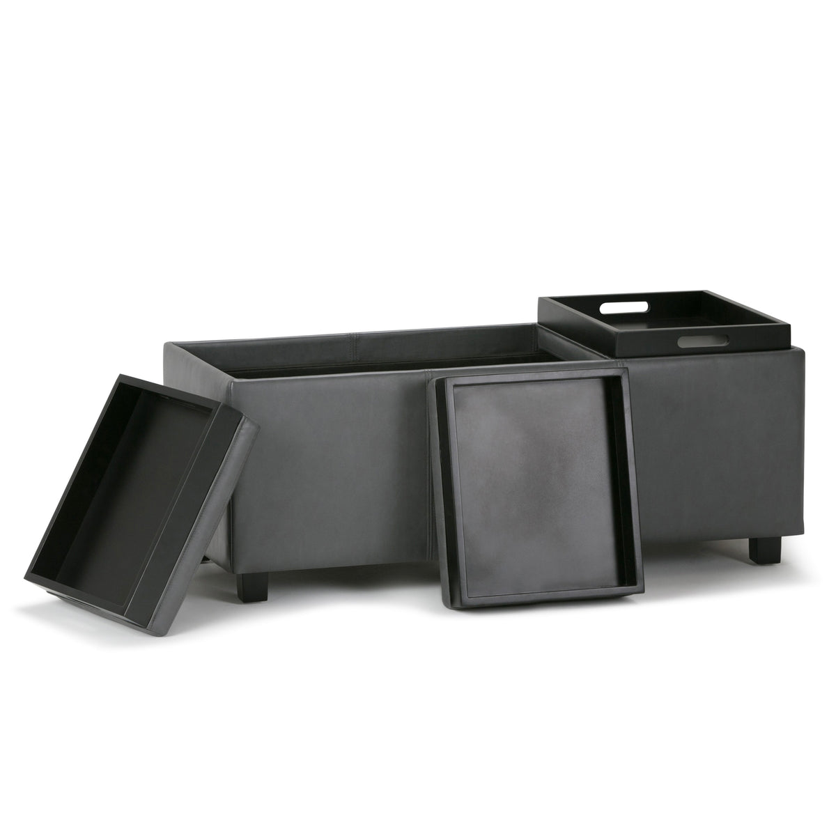Avalon 42 Inch Wide Storage Ottoman in Stone
