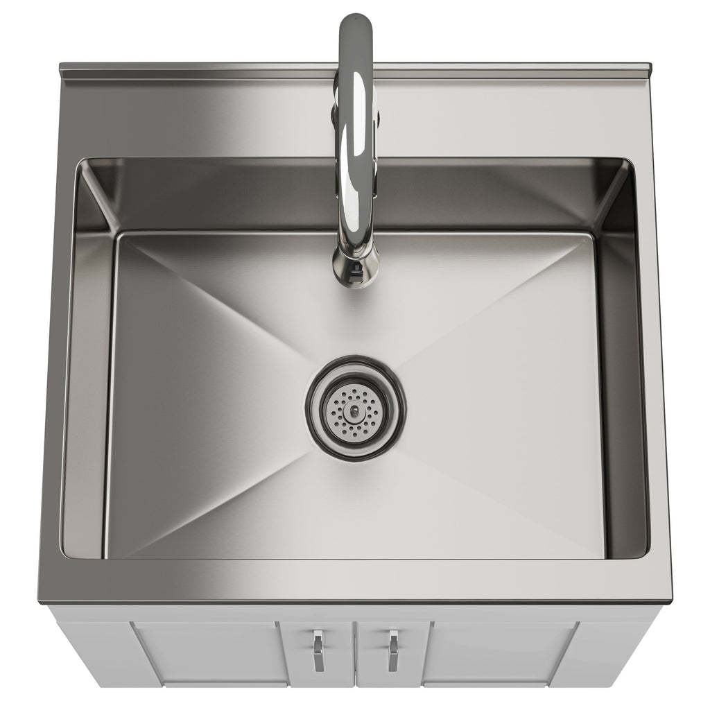 Modern Wide Shaker - 24" Laundry Cabinet with Faucet and Stainless Steel Sink