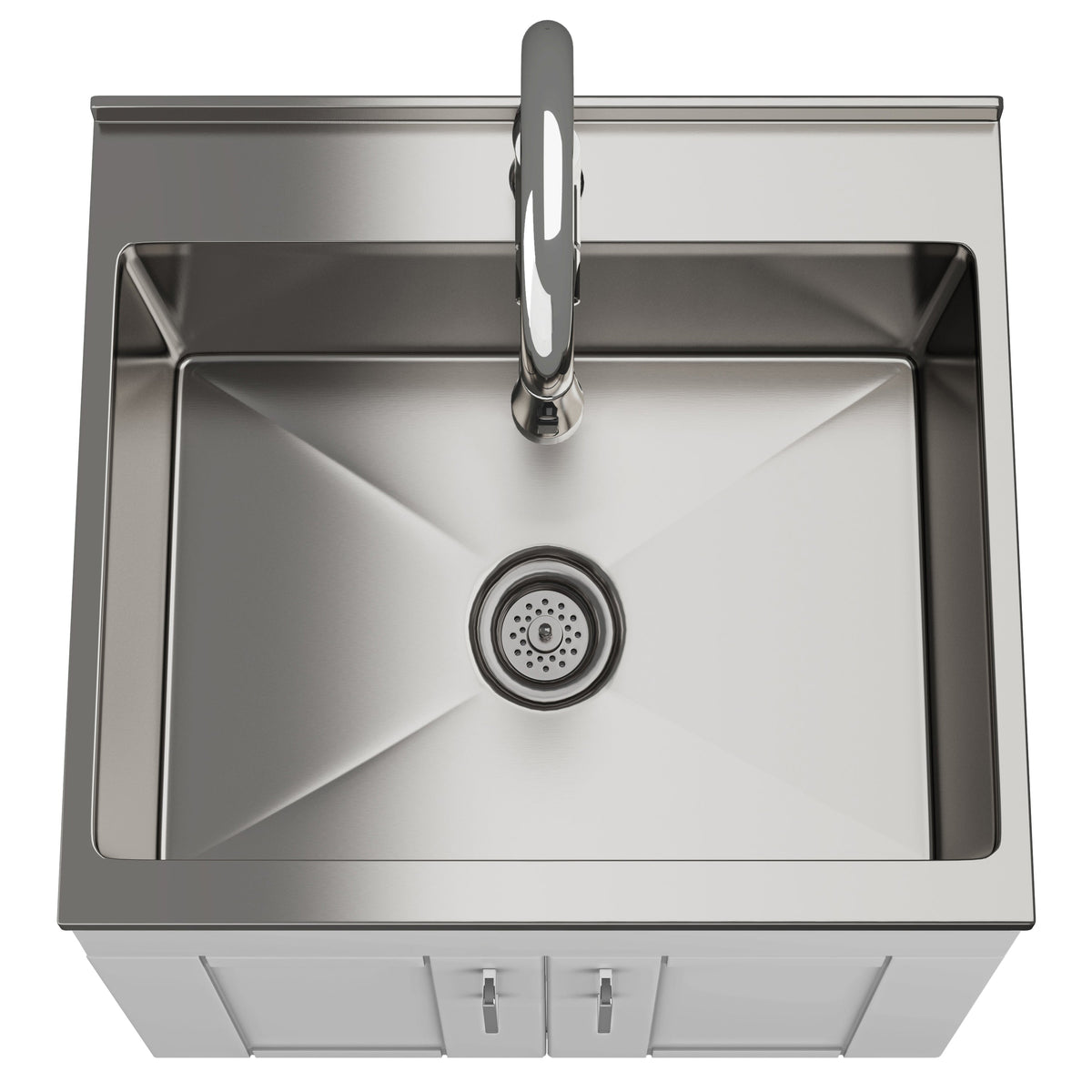 Modern Wide Shaker - 24" Laundry Cabinet with Faucet and Stainless Steel Sink