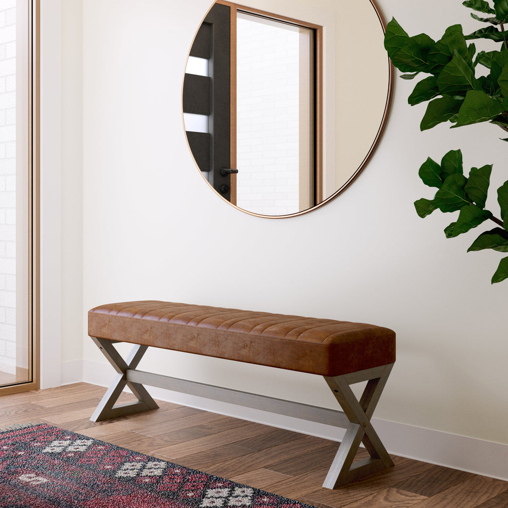 Salinger Large Ottoman Bench - Distressed Saddle