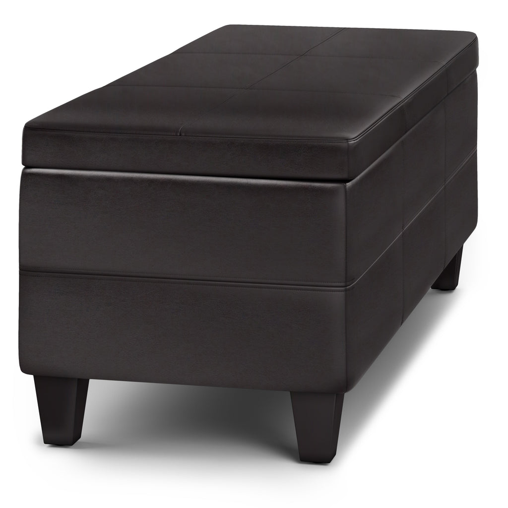 Avalon 44 Inch Wide Lift Top Rectangular Storage Ottoman in Tanners