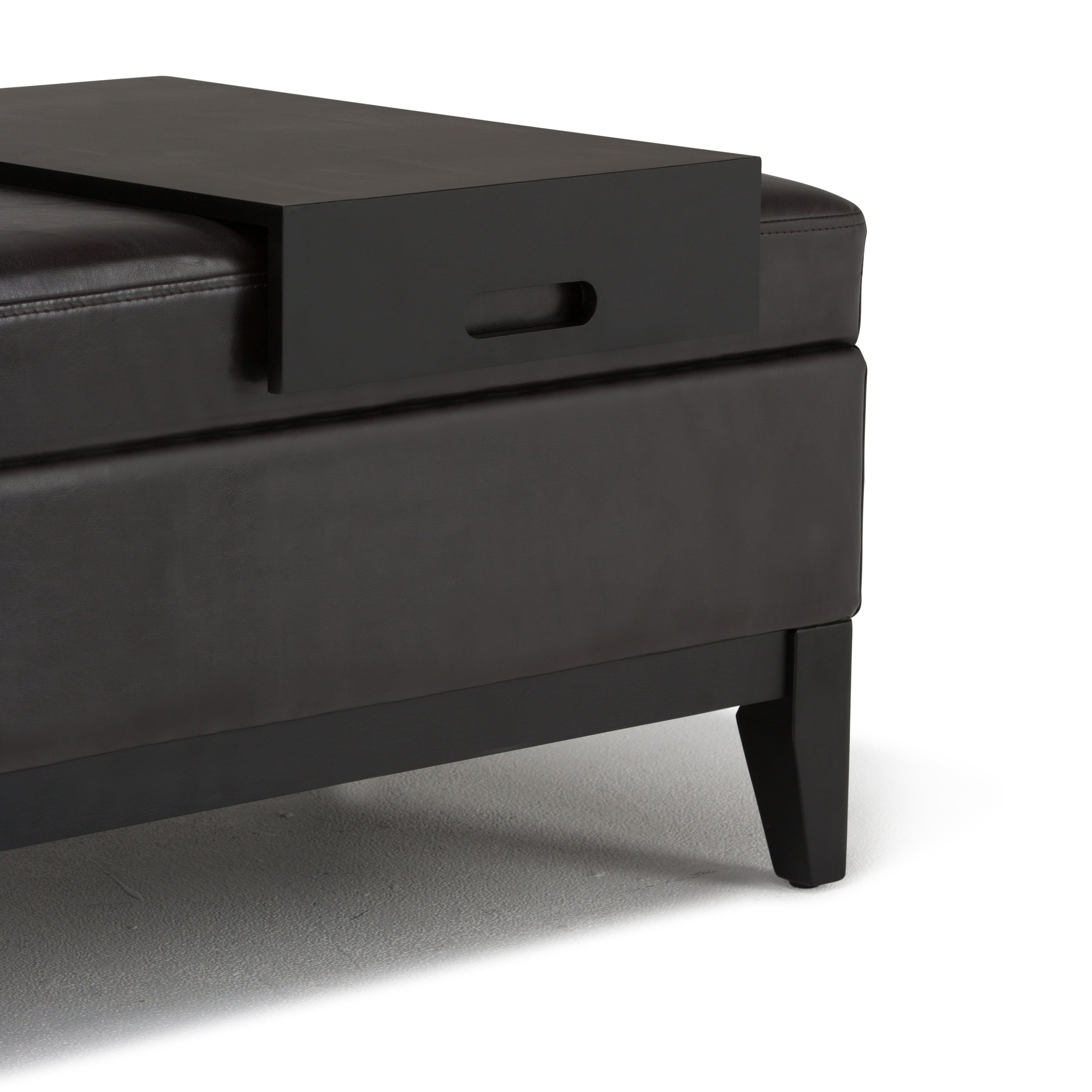 Oregon 42 Inch Wide Storage Ottoman Bench with Tray in Tanners