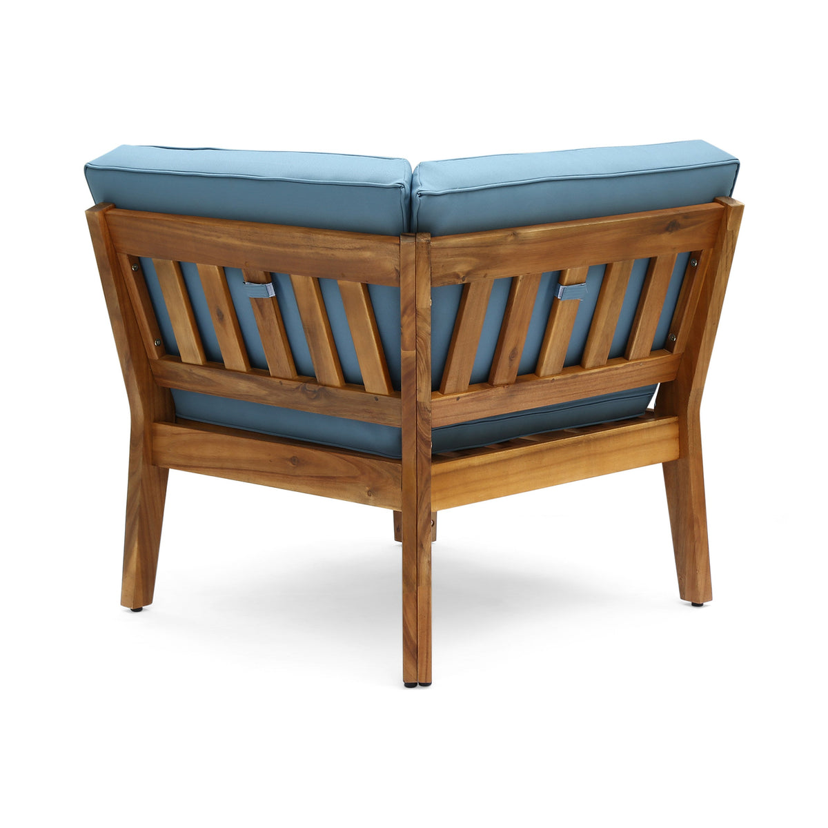 Grenada 8 Seater Acacia Wood Sectional Sofa Set, Teak + Blue