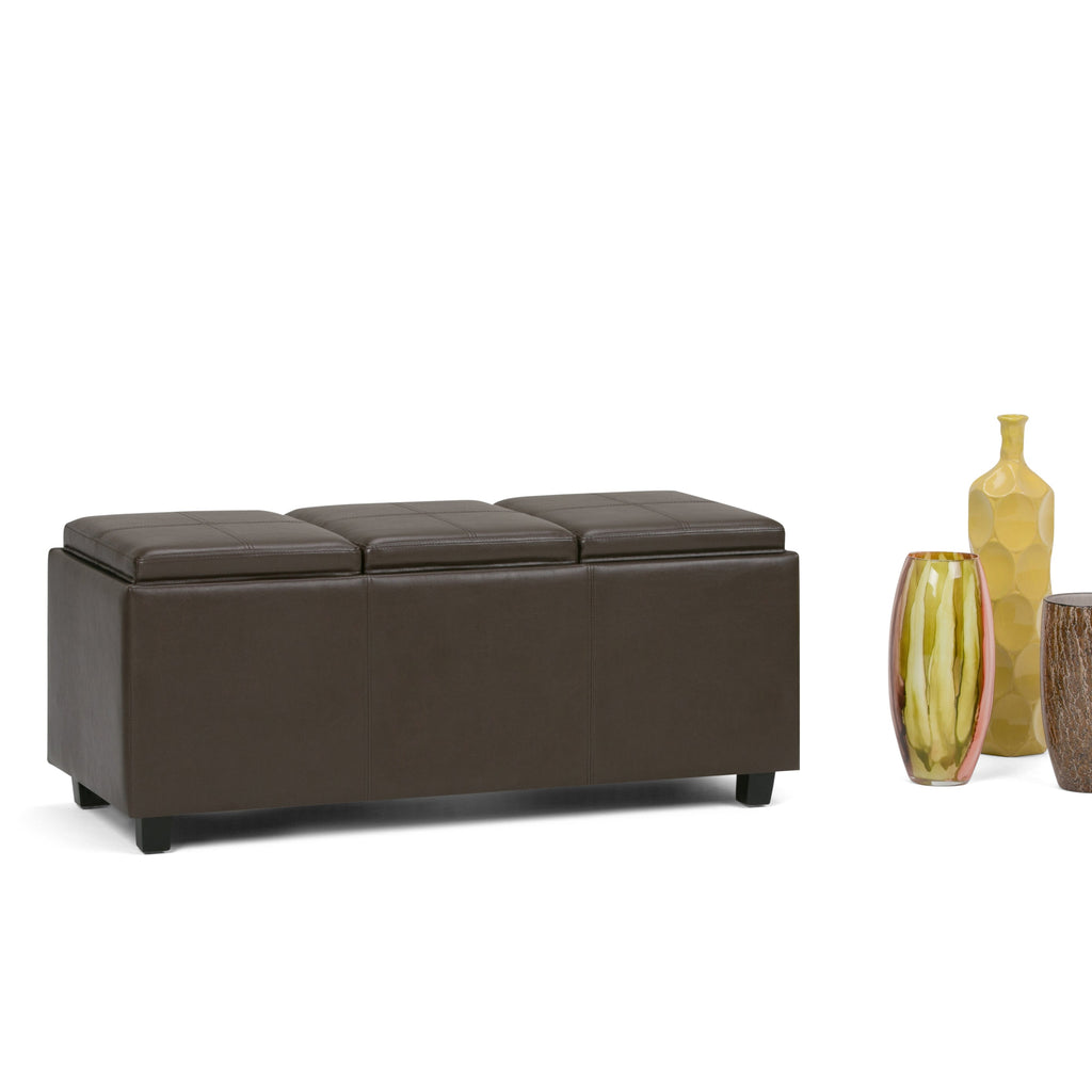 Avalon 42 Inch Wide Storage Ottoman in Chocolate