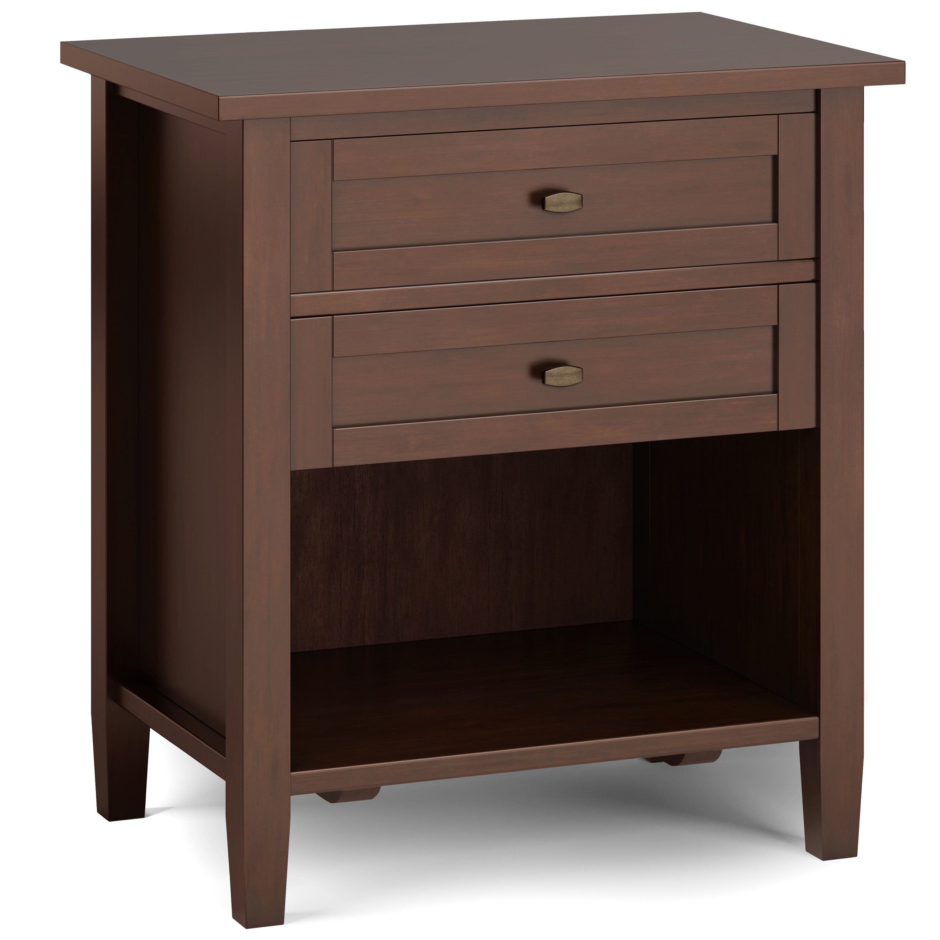 Warm Shaker Solid Wood 24 Inch Wide Transitional Nightstand in Russet