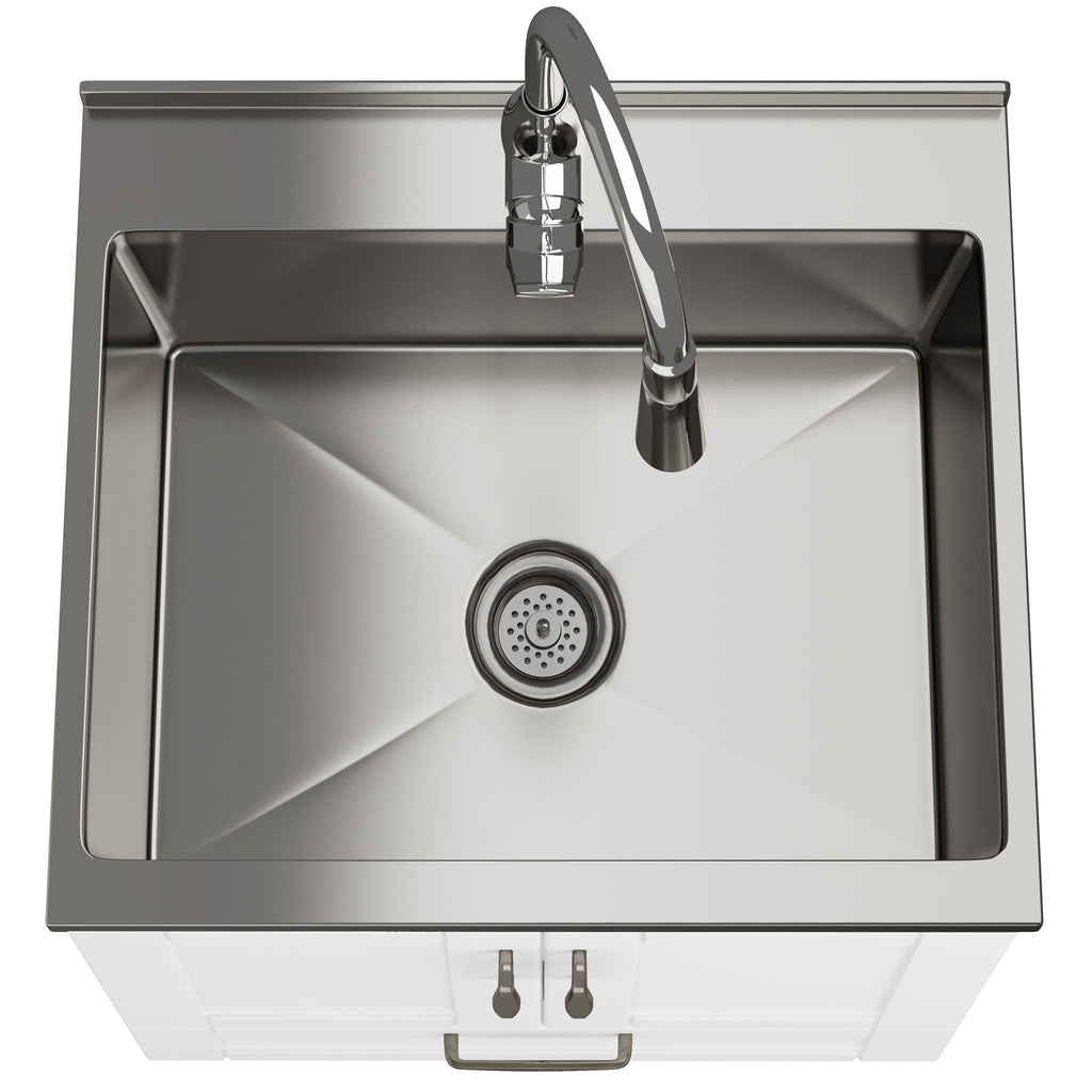 Reed Deluxe 24" Laundry Cabinet with Pull-out Faucet and Stainless Steel Sink