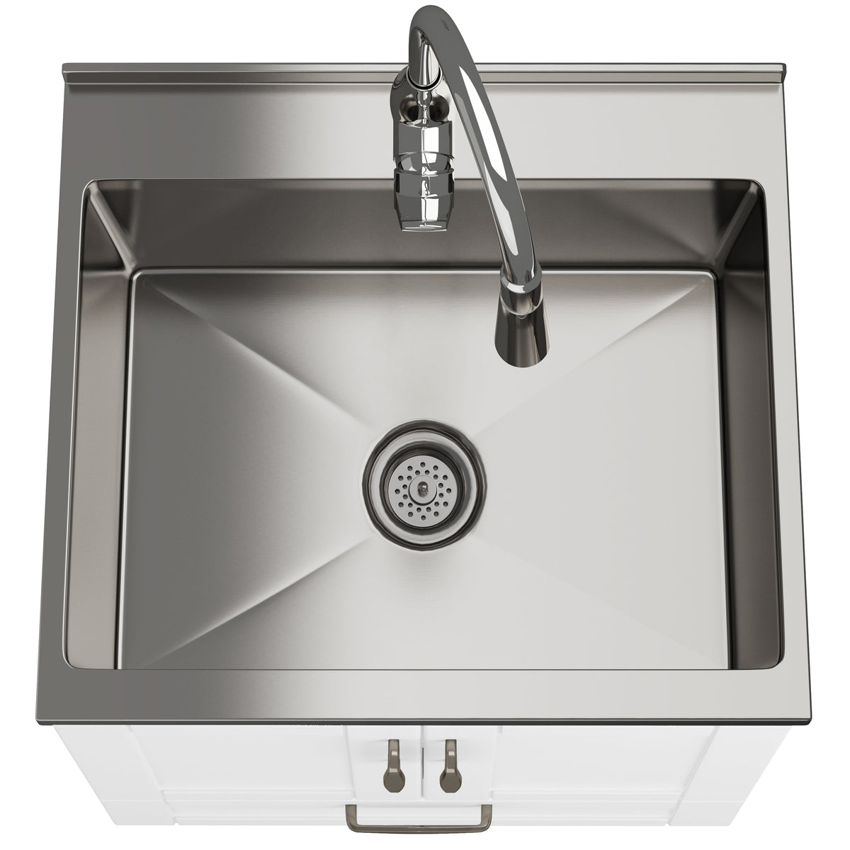 Reed Deluxe 24" Laundry Cabinet with Pull-out Faucet and Stainless Steel Sink