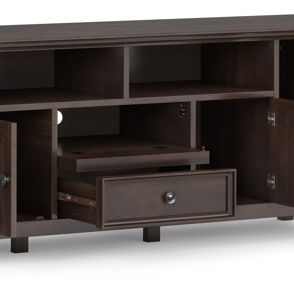 Amherst 72 Inch Wide Solid Wood TV Stand in Brunette