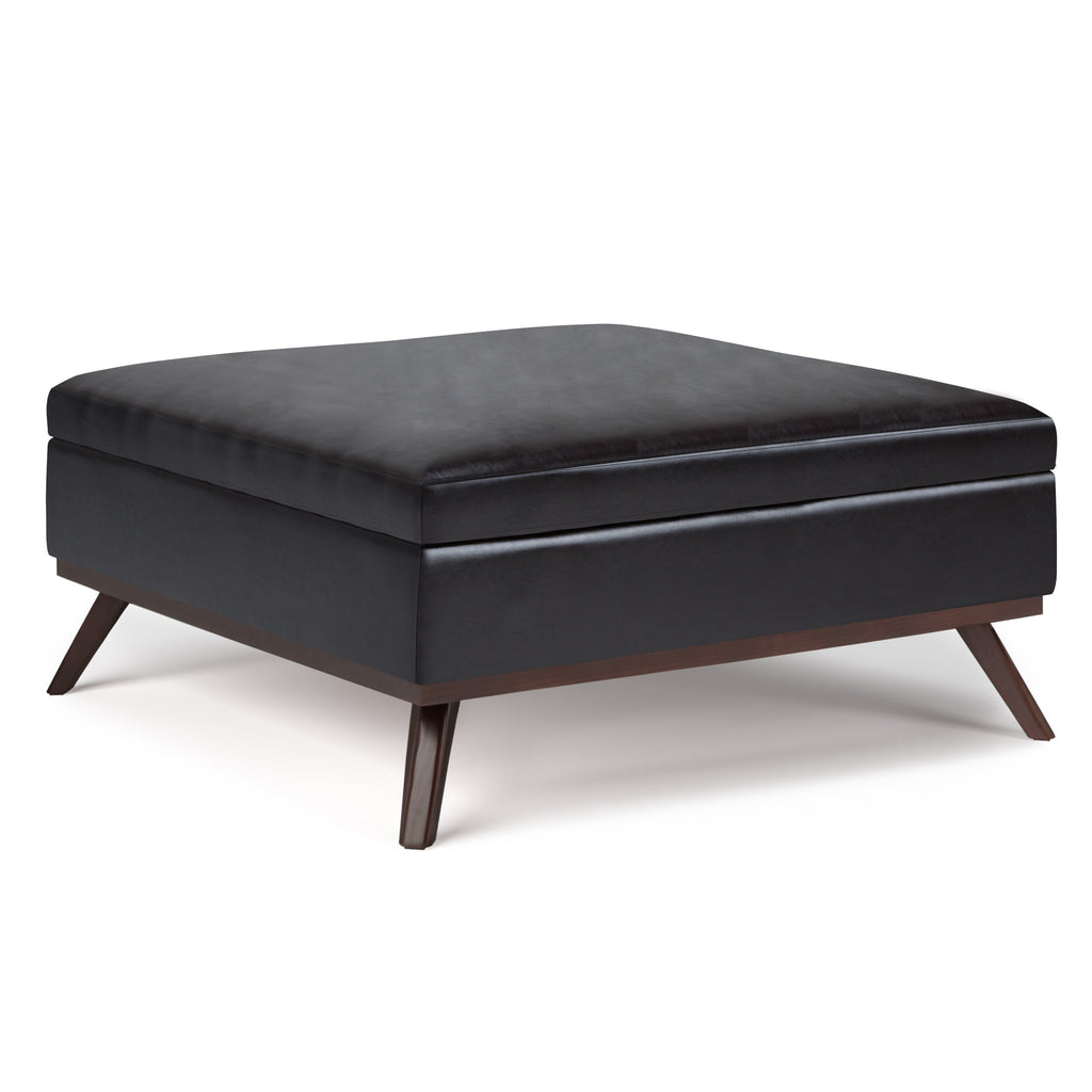 Owen 36 Inch Wide Square Coffee Table Storage Ottoman in Tanners