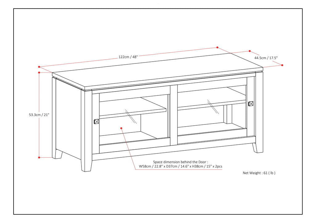 Cosmopolitan 48 Inch Wide Solid Wood TV Stand in Mahogany