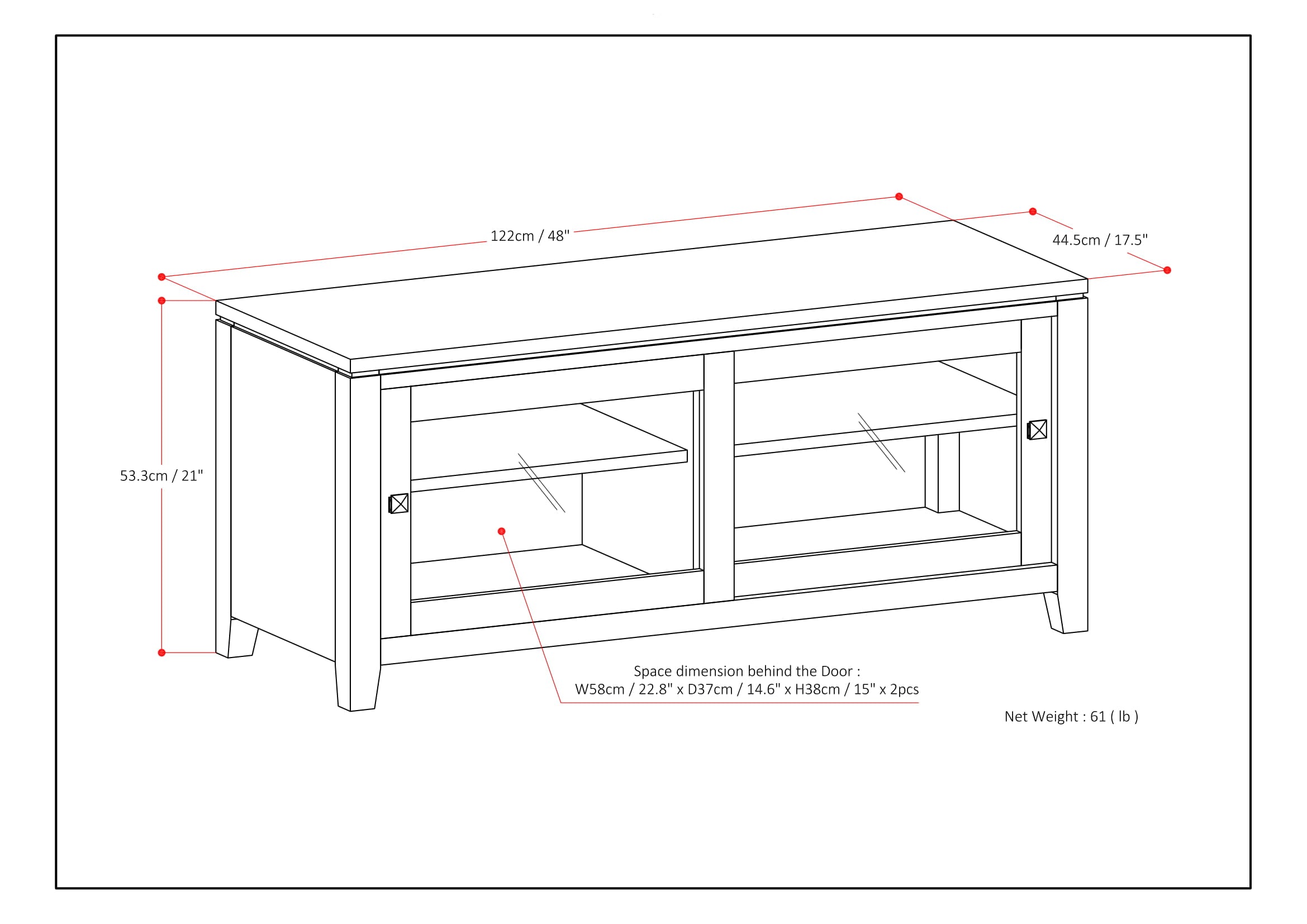 Cosmopolitan 48 Inch Wide Solid Wood TV Stand